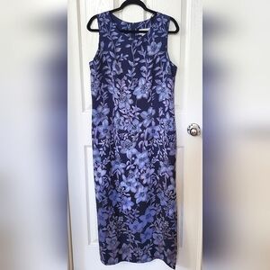 Vintage Norton McNaughton Navy Floral Sleeveless Dress Women's Size 12